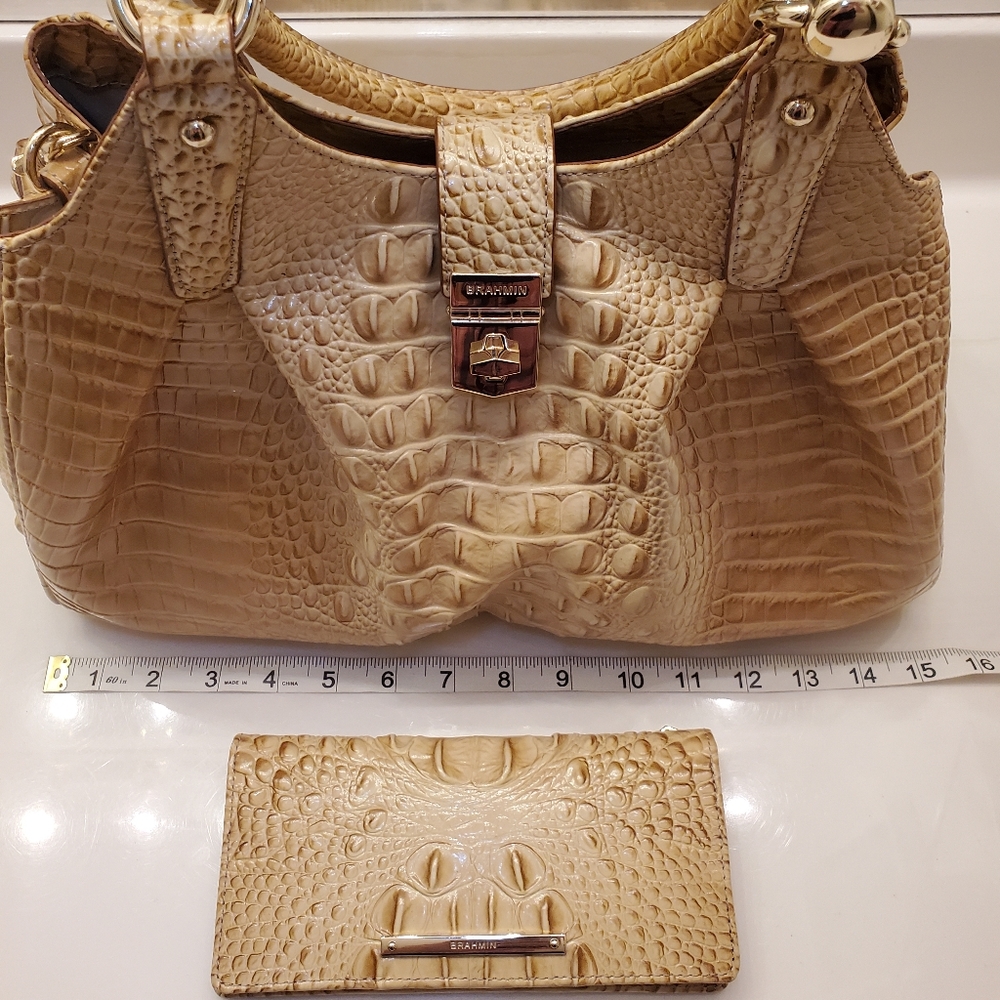 Brahmin Gold Melbourne Bag with Matching Wallet
